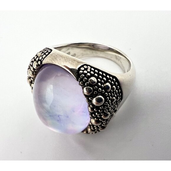 Michael Dawkins Sterling Starry Night Oval Doublet MOP & Amethyst Crystal Ring 8 - Picture 8 of 13